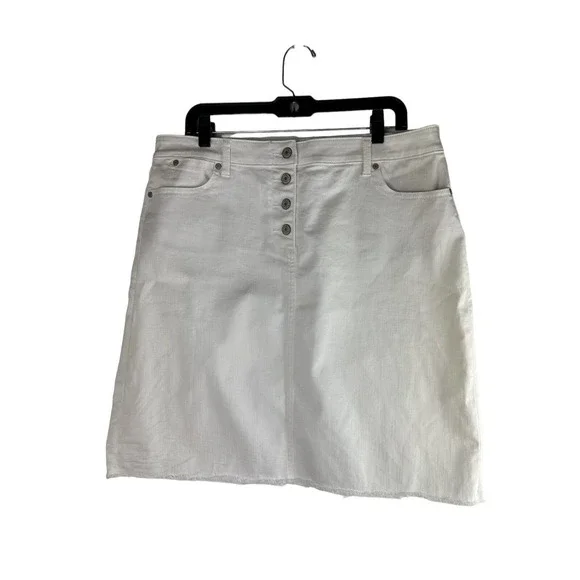 NWT Talbots Denim Pencil Jean Skirt Button Front Raw Hem Plus Size 16 HW7675 - Picture 6 of 7